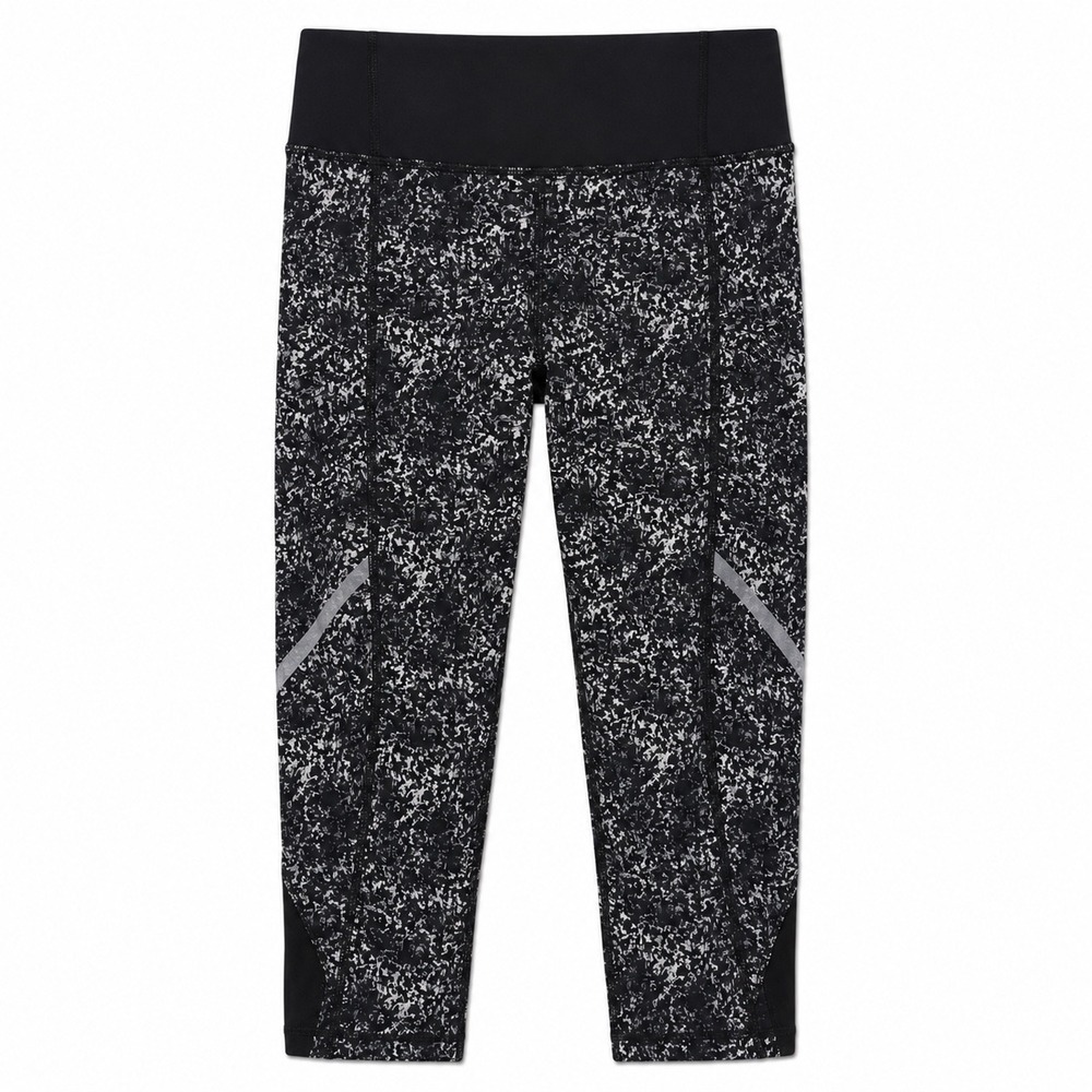 Lululemon Crop Leggings Black White Speckled Print Size 2